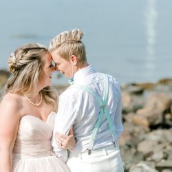 deGonzague Heffernan TrinaDinnarPhotography SameSexOceansideNauticalMaineWedding79 big - Two brides, a scrapbook proposal, & their sun-drenched nautical Maine wedding Two brides, a scrapbook proposal, & their sun-drenched nautical Maine wedding