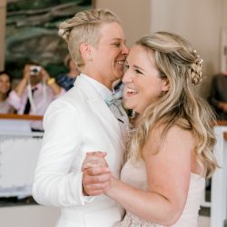 deGonzague Heffernan TrinaDinnarPhotography SameSexOceansideNauticalMaineWedding88 big - Two brides, a scrapbook proposal, & their sun-drenched nautical Maine wedding Two brides, a scrapbook proposal, & their sun-drenched nautical Maine wedding