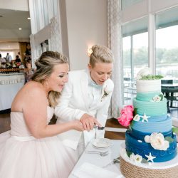 deGonzague Heffernan TrinaDinnarPhotography SameSexOceansideNauticalMaineWedding93 big - Two brides, a scrapbook proposal, & their sun-drenched nautical Maine wedding Two brides, a scrapbook proposal, & their sun-drenched nautical Maine wedding