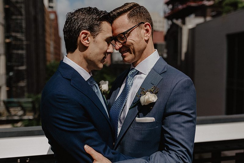 A chic Manhattan brunch wedding with two grooms & lots of greenery