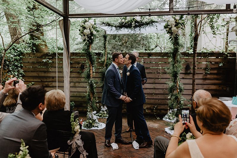 A chic Manhattan brunch wedding with two grooms & lots of greenery