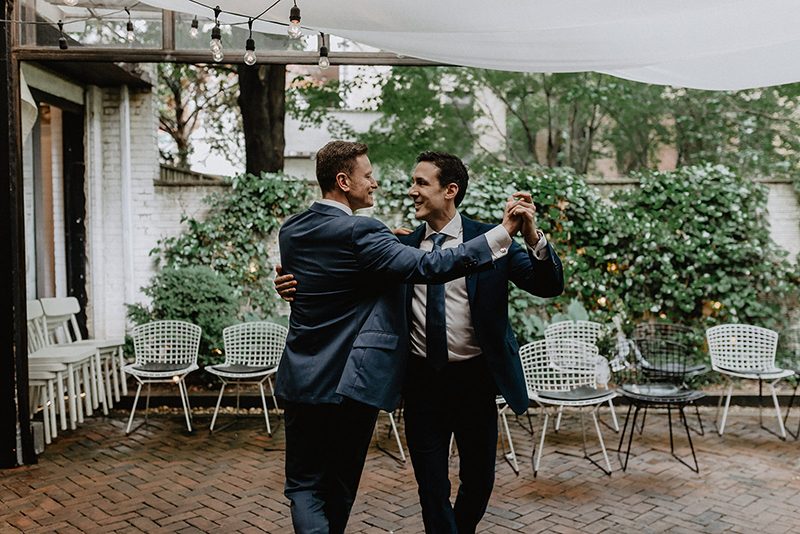 A chic Manhattan brunch wedding with two grooms & lots of greenery