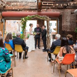 A New York confectionery wedding with smoke bombs, viking horns, & a haunted paintball field