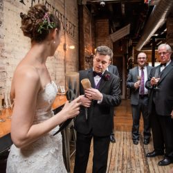 A New York confectionery wedding with smoke bombs, viking horns, & a haunted paintball field