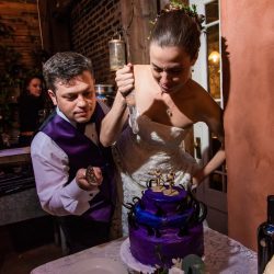 A New York confectionery wedding with smoke bombs, viking horns, & a haunted paintball field