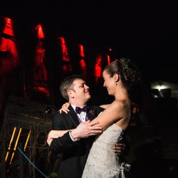 A New York confectionery wedding with smoke bombs, viking horns, & a haunted paintball field