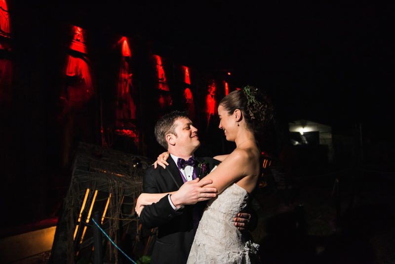 A New York confectionery wedding with smoke bombs, viking horns, & a haunted paintball field