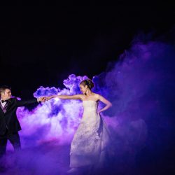 A New York confectionery wedding with smoke bombs, viking horns, & a haunted paintball field