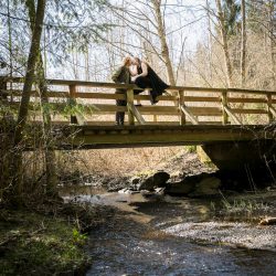 This pair met Toothless at their How to Train Your Dragon-themed forest engagement shoot