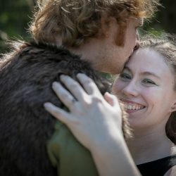 This pair met Toothless at their How to Train Your Dragon-themed forest engagement shoot
