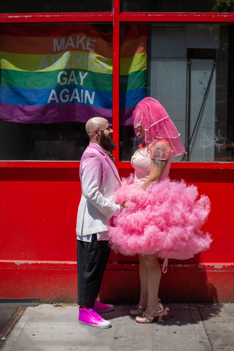Kate Alison Photography Queer Pink LGBTQ Brooklyn Styled Shoot OBB 25 - Hot pink carnival meets rainbows & tulle at this Brooklyn vow renewal Hot pink carnival meets rainbows & tulle at this Brooklyn vow renewal