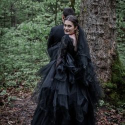Dark & romantic style meets a wedding chapel in the woods