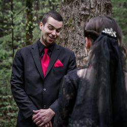 Dark & romantic style meets a wedding chapel in the woods
