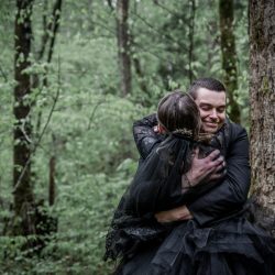 Dark & romantic style meets a wedding chapel in the woods