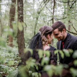 Dark & romantic style meets a wedding chapel in the woods