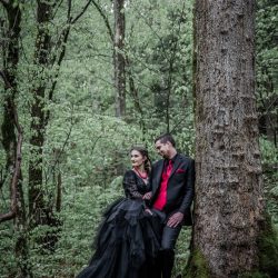 Dark & romantic style meets a wedding chapel in the woods