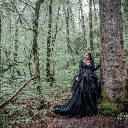 Dark & romantic style meets a wedding chapel in the woods