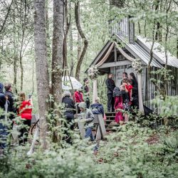 Dark & romantic style meets a wedding chapel in the woods