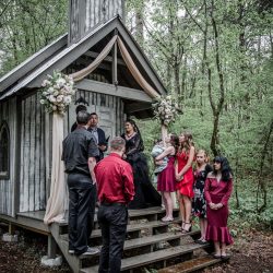Dark & romantic style meets a wedding chapel in the woods