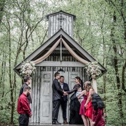 Dark & romantic style meets a wedding chapel in the woods