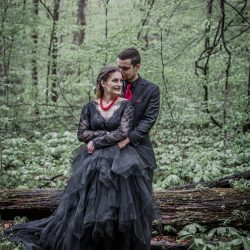 Dark & romantic style meets a wedding chapel in the woods