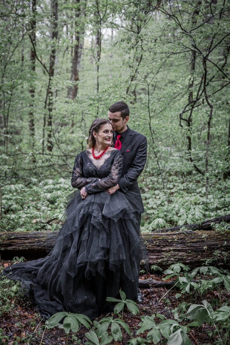 Dark & romantic style meets a wedding chapel in the woods