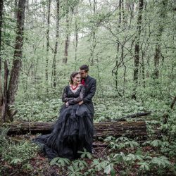 Dark & romantic style meets a wedding chapel in the woods