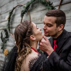 Dark & romantic style meets a wedding chapel in the woods