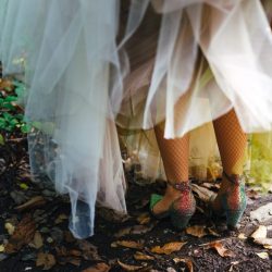 A wild woodland Halloween wedding in Kent with smoke grenades, pumpkins, & an Irish band