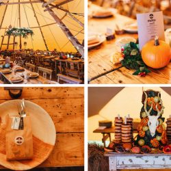 A wild woodland Halloween wedding in Kent with smoke grenades, pumpkins, & an Irish band