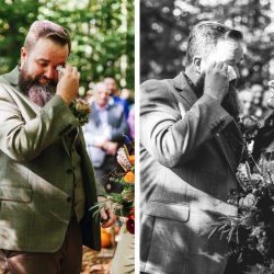 A wild woodland Halloween wedding in Kent with smoke grenades, pumpkins, & an Irish band