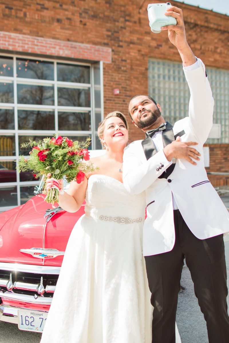 Red lips, red cars, & '50s Style at this retro wedding inspiration