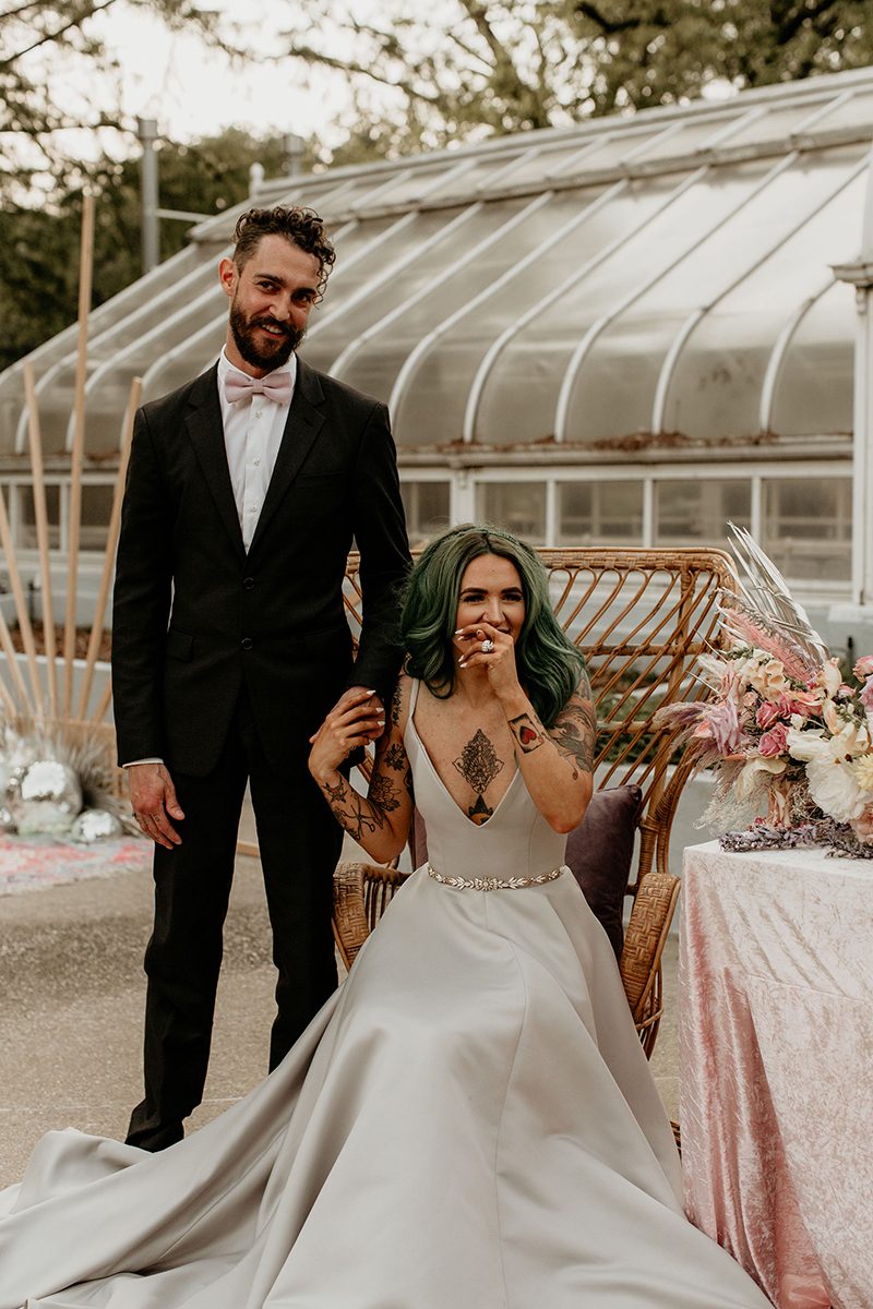 Rock star vibes abound at this Texas elopement inspiration with a silver wedding dress
