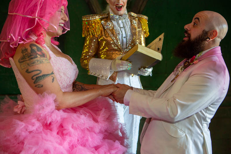 Kate Alison Photography Queer Pink LGBTQ Brooklyn Styled Shoot OBB 44 - Hot pink carnival meets rainbows & tulle at this Brooklyn vow renewal Hot pink carnival meets rainbows & tulle at this Brooklyn vow renewal