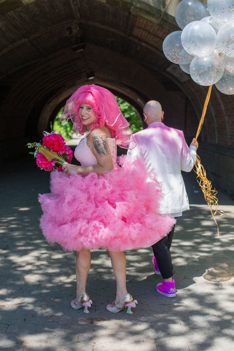 Kate Alison Photography Queer Pink LGBTQ Brooklyn Styled Shoot OBB 56 - Hot pink carnival meets rainbows & tulle at this Brooklyn vow renewal Hot pink carnival meets rainbows & tulle at this Brooklyn vow renewal