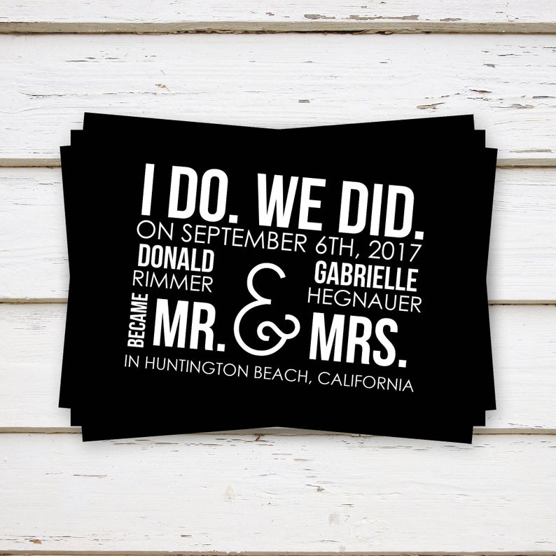 cute elopement announcement cards on offbeat bride