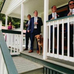 A Maine camp wedding photobombed by the couple's doggo
