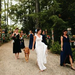 A Maine camp wedding photobombed by the couple's doggo