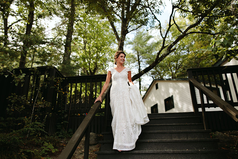 A Maine camp wedding photobombed by the couple's doggo