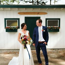 A Maine camp wedding photobombed by the couple's doggo