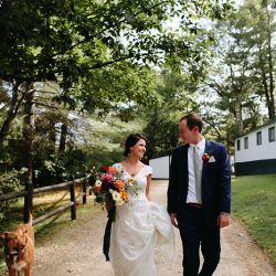 A Maine camp wedding photobombed by the couple's doggo