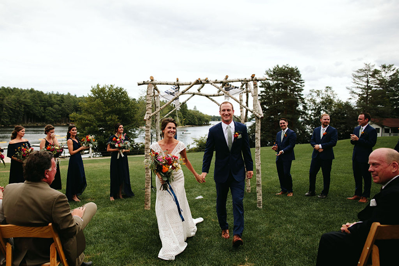 A Maine camp wedding photobombed by the couple's doggo