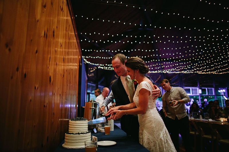 A Maine camp wedding photobombed by the couple's doggo
