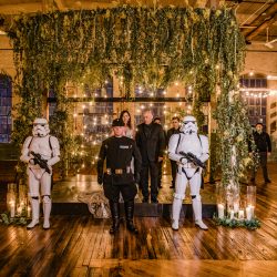 Lightsabers and Westeros meet at this eclectic warehouse wedding