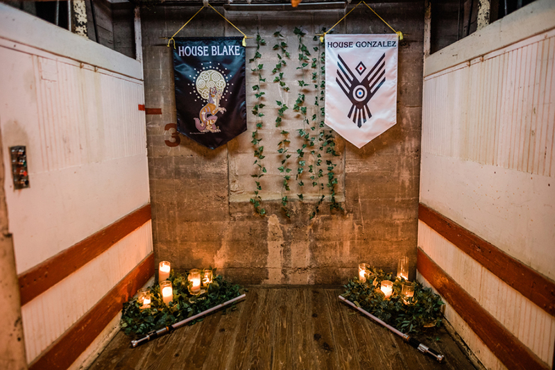 Lightsabers and Westeros meet at this eclectic warehouse wedding