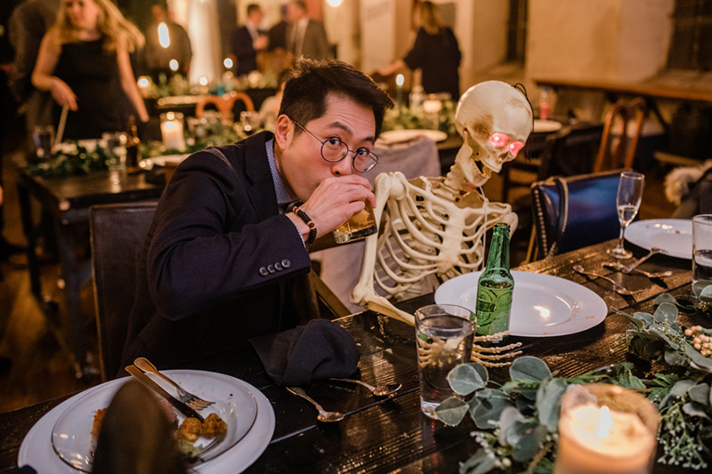 Lightsabers and Westeros meet at this eclectic warehouse wedding