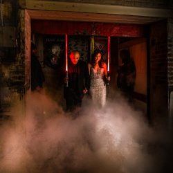 Lightsabers and Westeros meet at this eclectic warehouse wedding