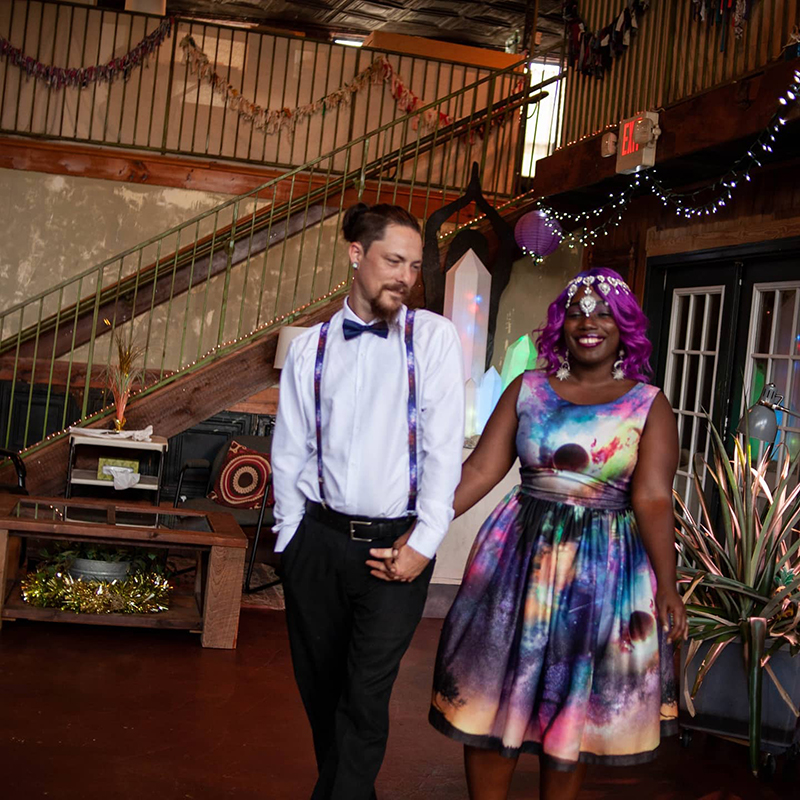 This meet-cute story turned galaxy wedding is truly our moon and stars