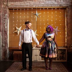 This meet-cute story turned galaxy wedding is truly our moon and stars