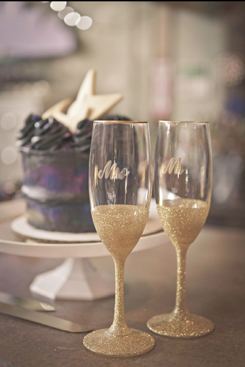 This meet-cute story turned galaxy wedding is truly our moon and stars